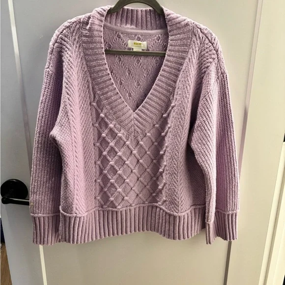 NWOT Anthropologie Maeve The Tillie V Neck Pullover Knit Sweater L - Picture 2 of 5